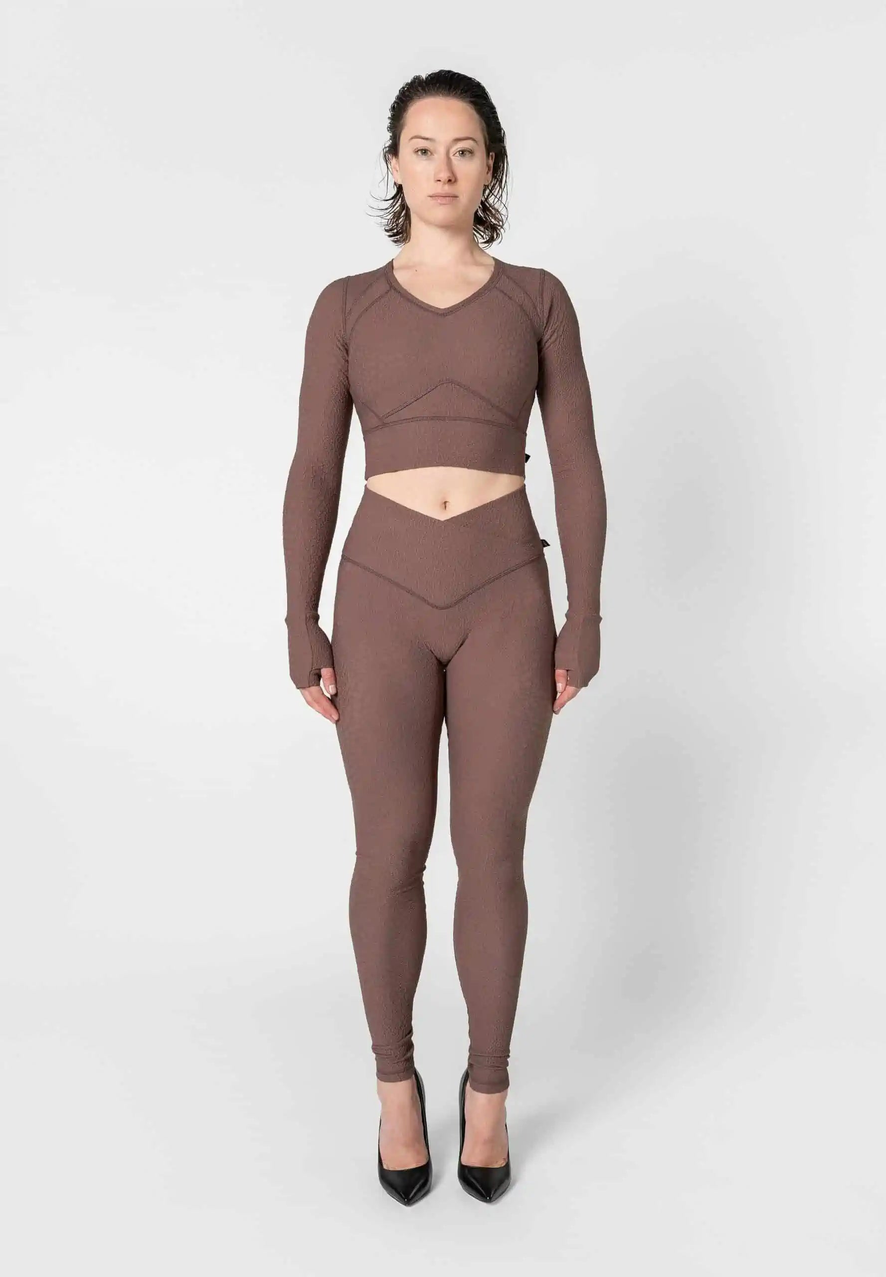 Jacquard Textured Long Sleeve Top