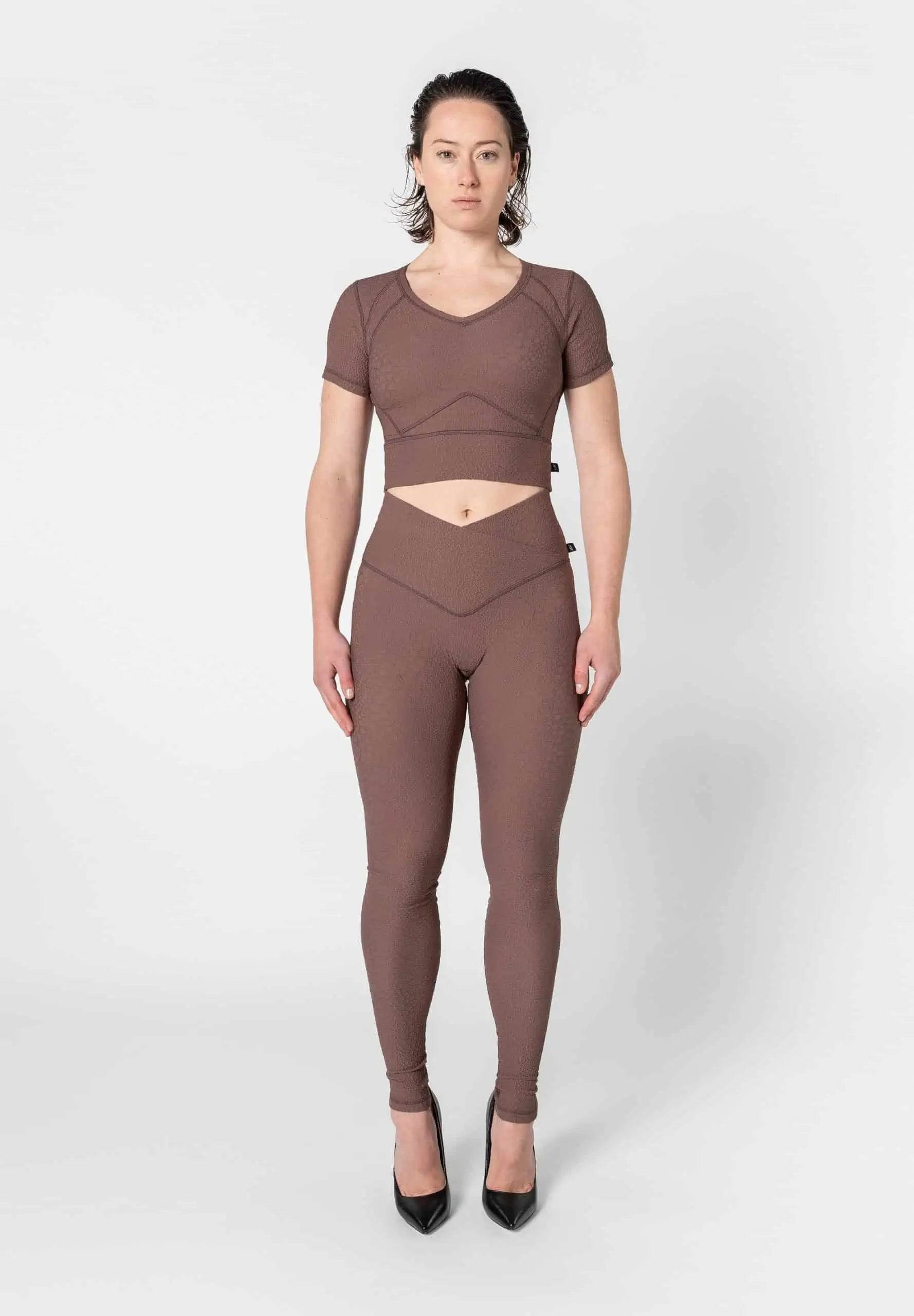 Jacquard Textured Short Sleeve Top