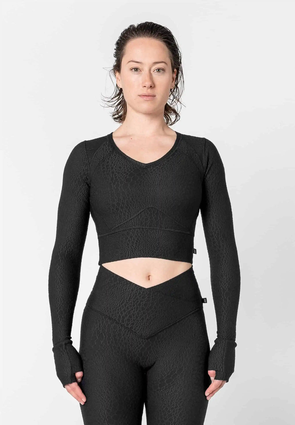 Jacquard Textured Long Sleeve Top