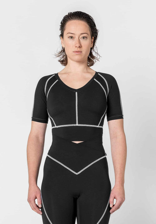 Contrast Stitch Short Sleeve Top