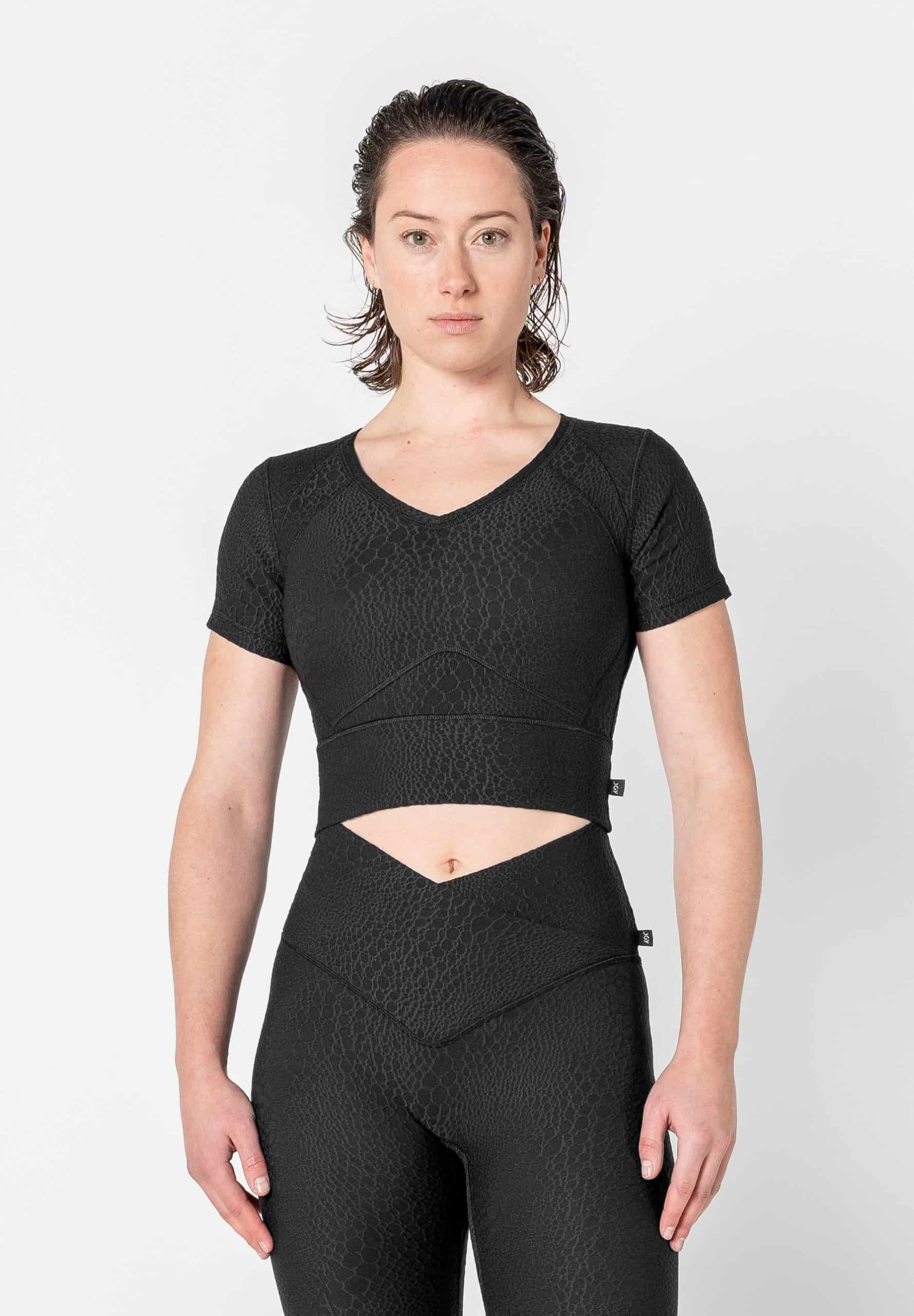 Jacquard Textured Short Sleeve Top