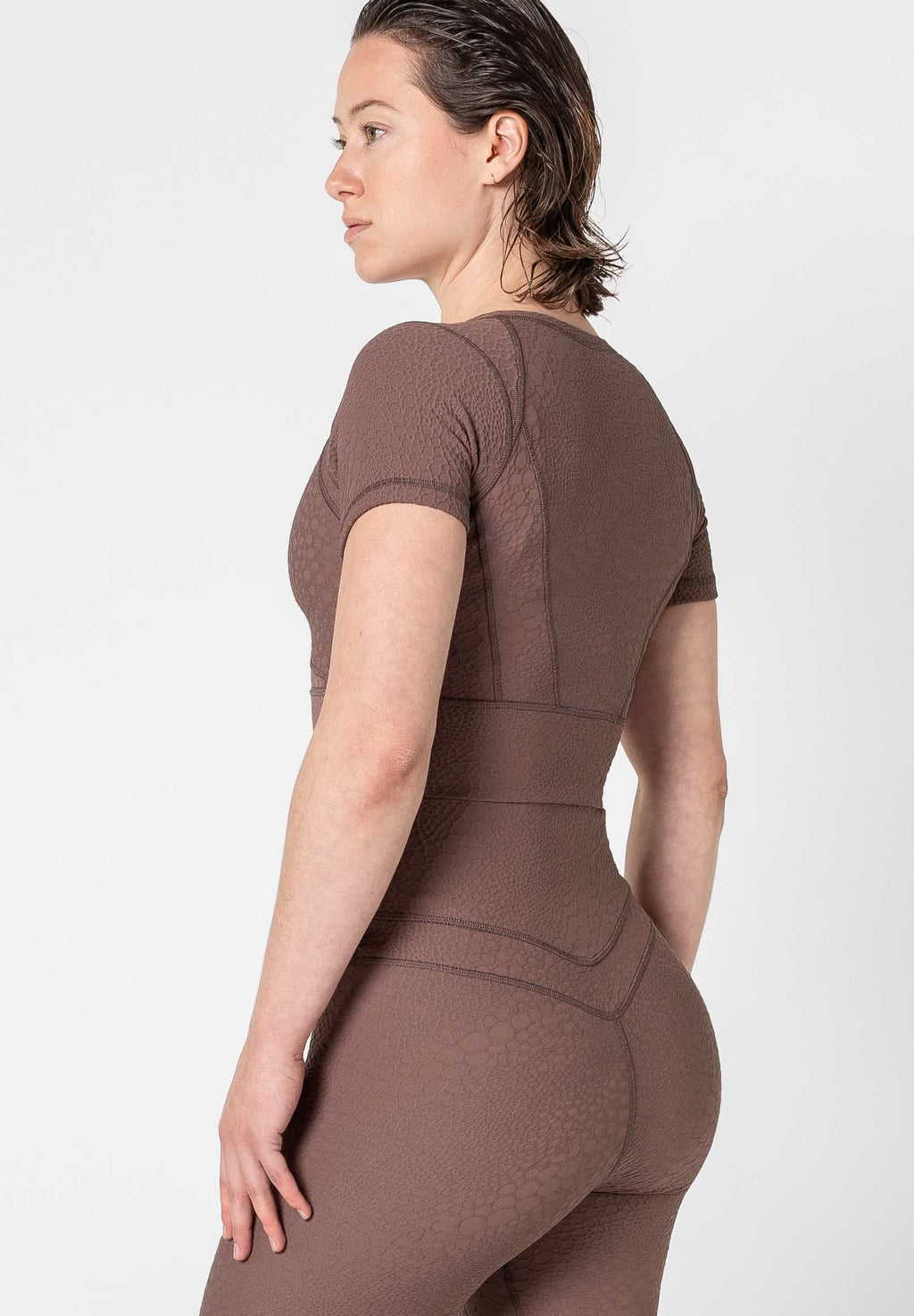 Jacquard Textured Short Sleeve Top