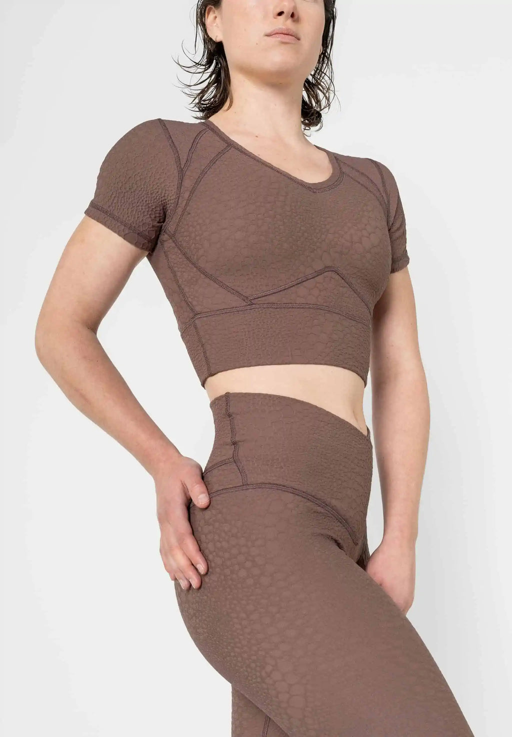 Jacquard Textured Short Sleeve Top