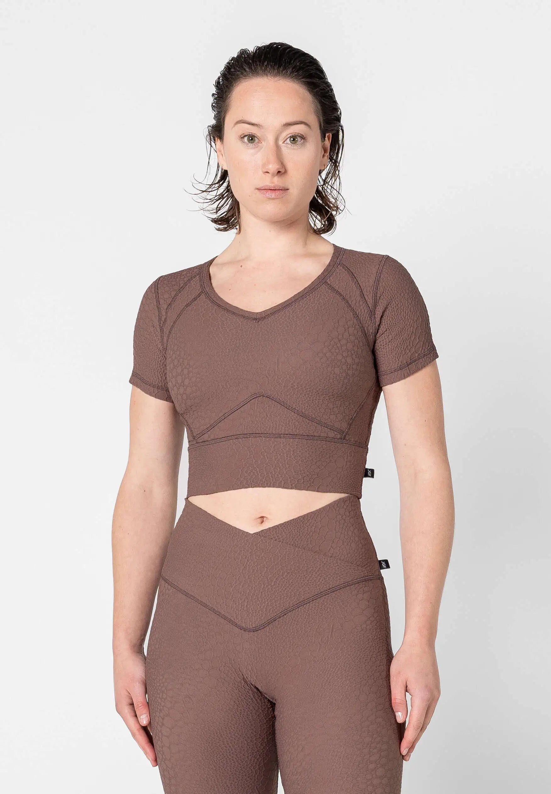 Jacquard Textured Short Sleeve Top