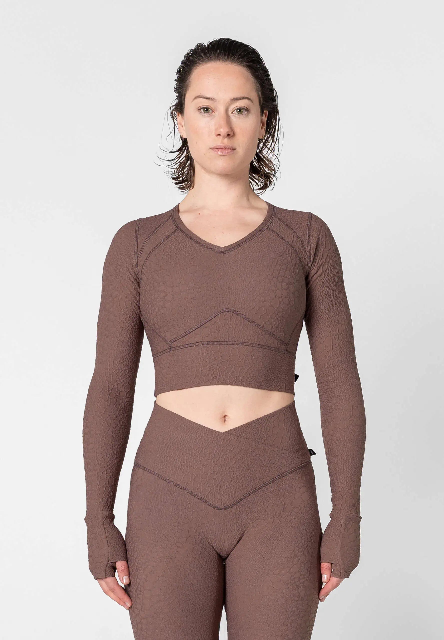 Jacquard Textured Long Sleeve Top